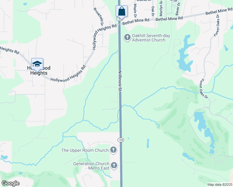 map of restaurants, bars, coffee shops, grocery stores, and more near 7721 North Illinois Street in Caseyville