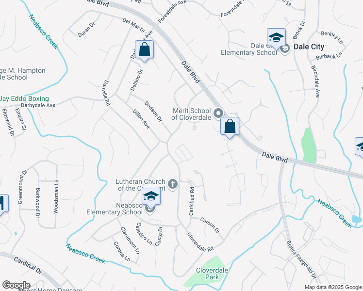 map of restaurants, bars, coffee shops, grocery stores, and more near 3685 Chippendale Circle in Dale City