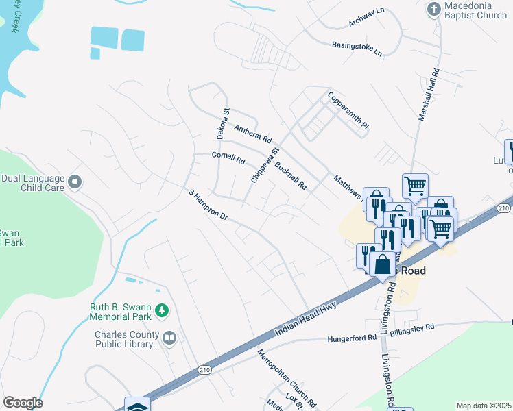 map of restaurants, bars, coffee shops, grocery stores, and more near 5804 Monmouth Court in Bryans Road