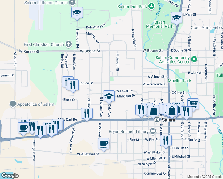 map of restaurants, bars, coffee shops, grocery stores, and more near 924-998 Spruce Street in Salem