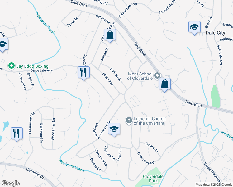 map of restaurants, bars, coffee shops, grocery stores, and more near 14894 Cordell Avenue in Woodbridge
