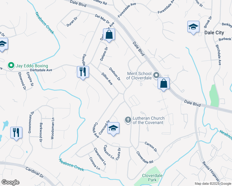 map of restaurants, bars, coffee shops, grocery stores, and more near 14894 Cordell Avenue in Woodbridge