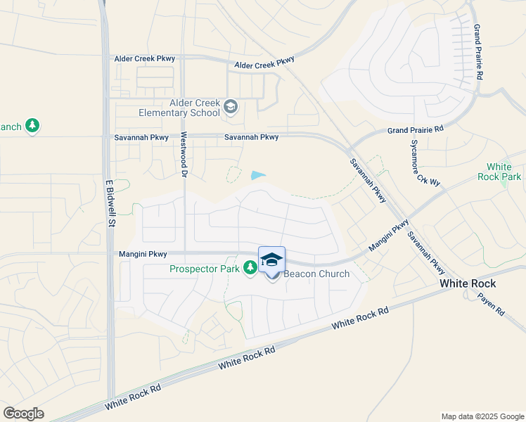 map of restaurants, bars, coffee shops, grocery stores, and more near Placerville Road in Folsom