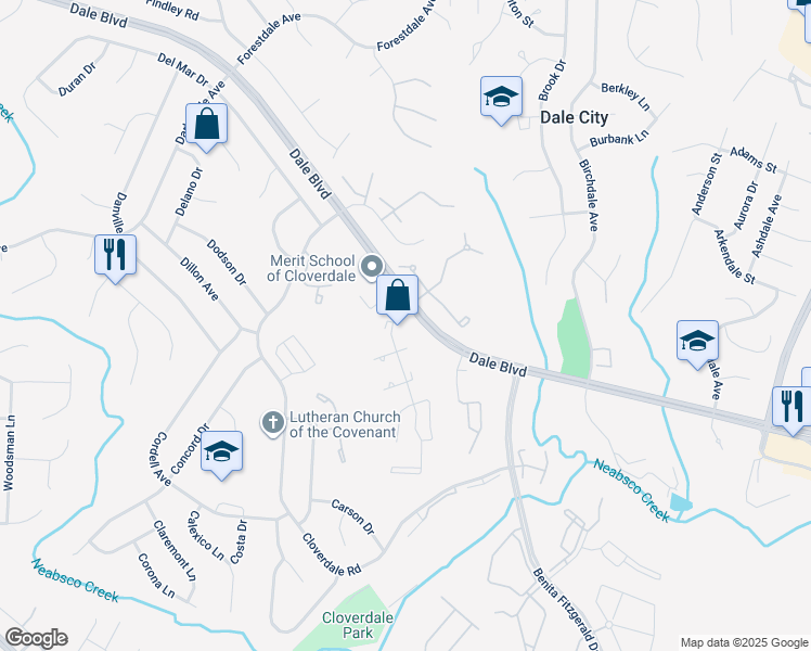 map of restaurants, bars, coffee shops, grocery stores, and more near 3489 Cowes Mews in Woodbridge