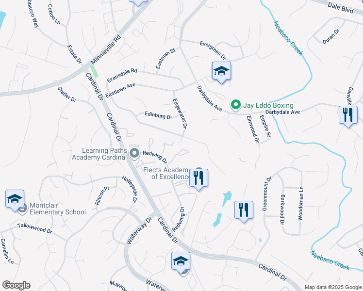 map of restaurants, bars, coffee shops, grocery stores, and more near 4458 Starling Court in Woodbridge