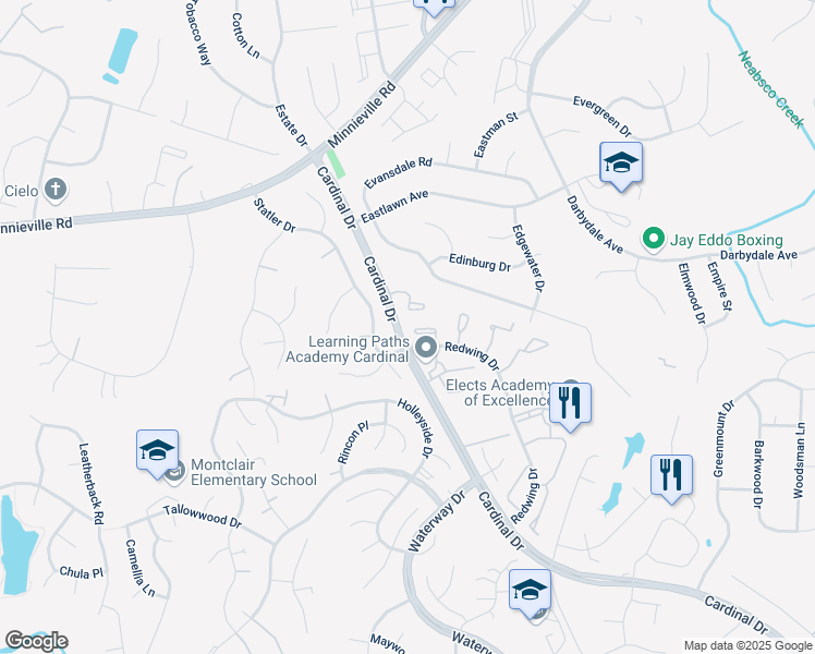 map of restaurants, bars, coffee shops, grocery stores, and more near 4535 Sparrow Court in Woodbridge