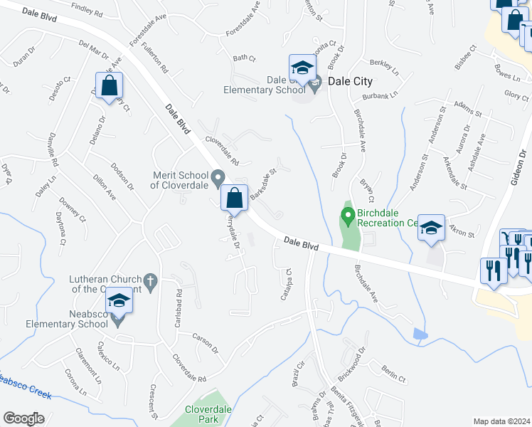 map of restaurants, bars, coffee shops, grocery stores, and more near 3473 Beale Court in Woodbridge
