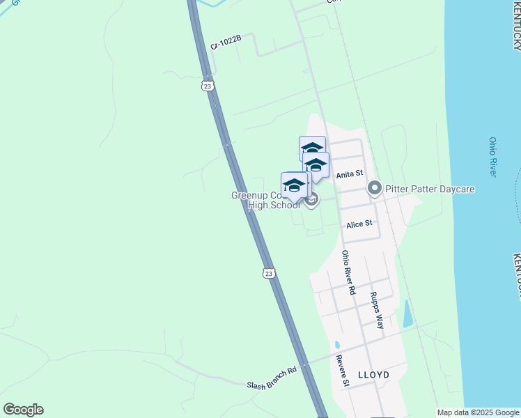 map of restaurants, bars, coffee shops, grocery stores, and more near Cr-1020Ff in Greenup