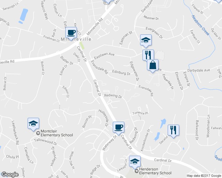 map of restaurants, bars, coffee shops, grocery stores, and more near 4516 Sparrow Court in Woodbridge