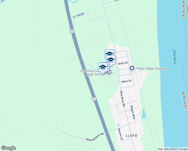 map of restaurants, bars, coffee shops, grocery stores, and more near Cr-1020Ff in Greenup