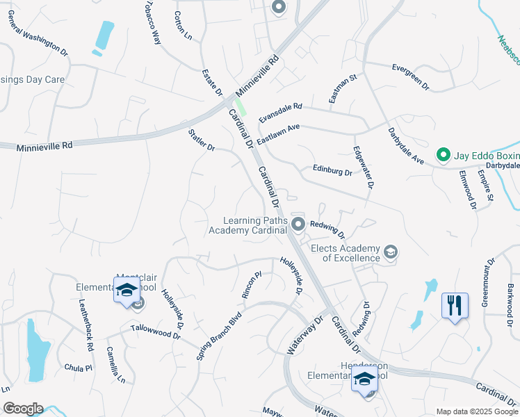 map of restaurants, bars, coffee shops, grocery stores, and more near 14816 Statler Drive in Woodbridge