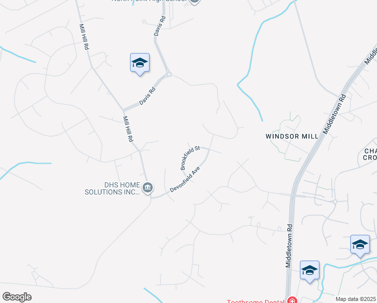 map of restaurants, bars, coffee shops, grocery stores, and more near 9498 Brookfield Street in Waldorf