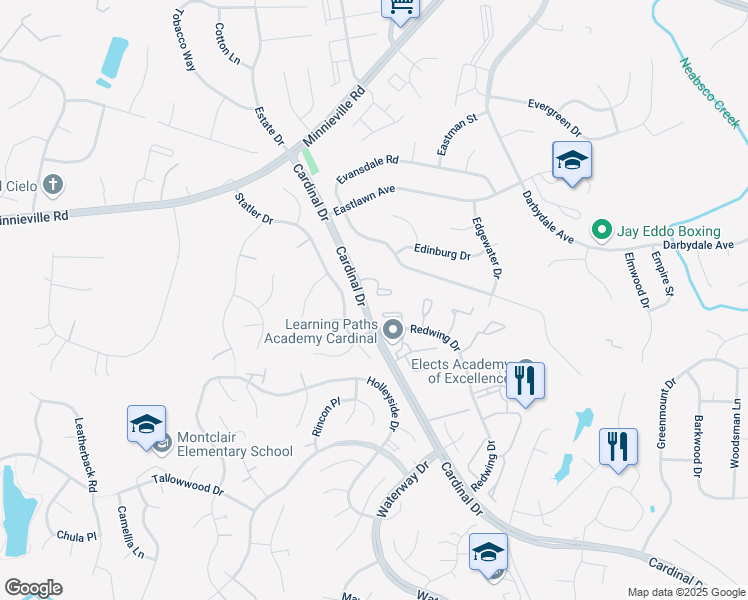 map of restaurants, bars, coffee shops, grocery stores, and more near 4521 Canary Court in Woodbridge