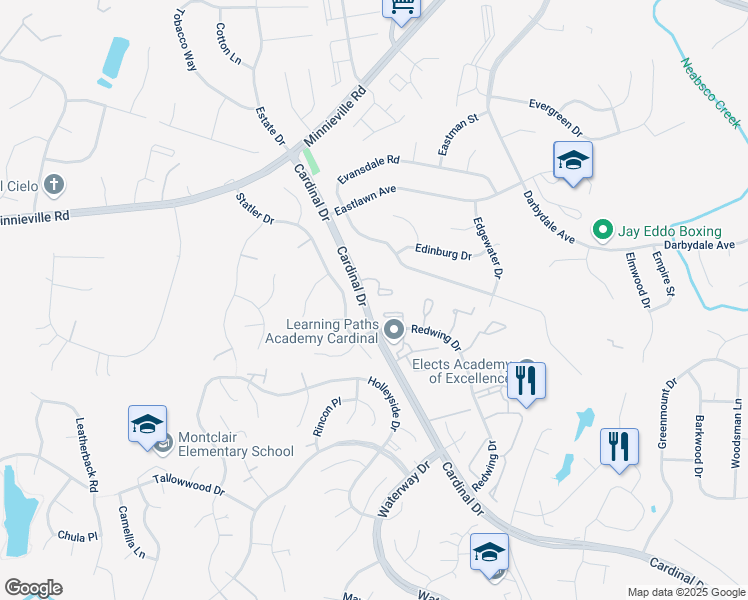 map of restaurants, bars, coffee shops, grocery stores, and more near 4523 Canary Court in Woodbridge