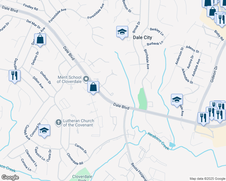 map of restaurants, bars, coffee shops, grocery stores, and more near 3454 Beale Court in Woodbridge