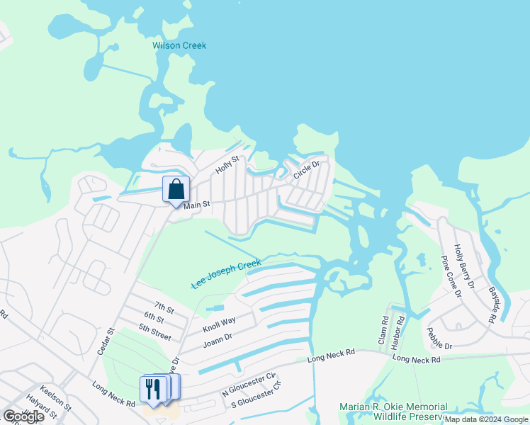 map of restaurants, bars, coffee shops, grocery stores, and more near 25983 South Cedar Street in Millsboro