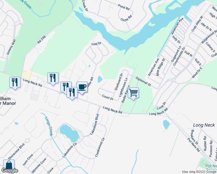 map of restaurants, bars, coffee shops, grocery stores, and more near 33424 Pinebark Cove in Millsboro