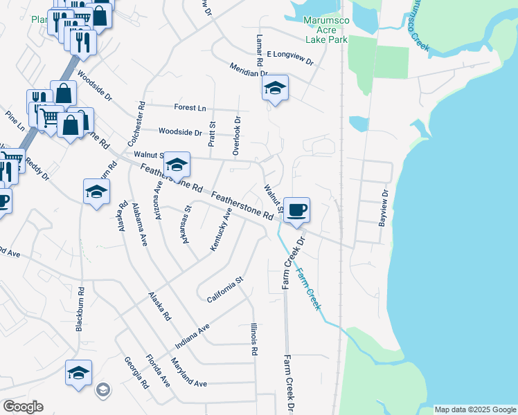 map of restaurants, bars, coffee shops, grocery stores, and more near 14798 Tamarac Place in Woodbridge