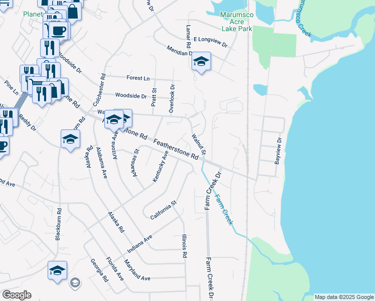 map of restaurants, bars, coffee shops, grocery stores, and more near 14798 Tamarac Place in Woodbridge