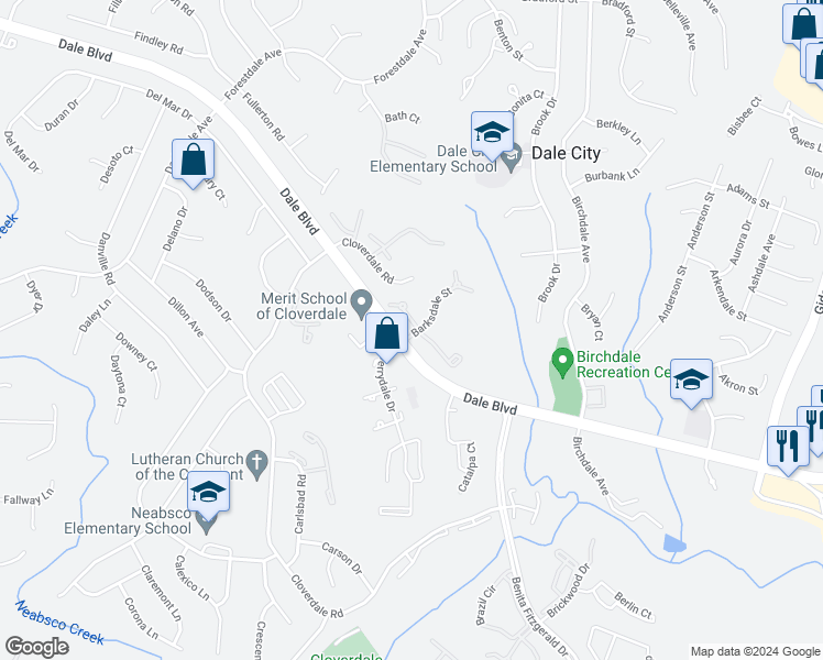 map of restaurants, bars, coffee shops, grocery stores, and more near 3501 Beale Court in Woodbridge