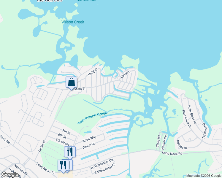 map of restaurants, bars, coffee shops, grocery stores, and more near 25983 South Cedar Street in Millsboro
