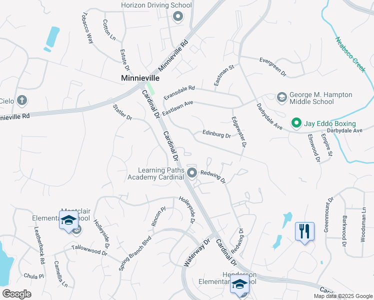 map of restaurants, bars, coffee shops, grocery stores, and more near 4526 Canary Court in Woodbridge