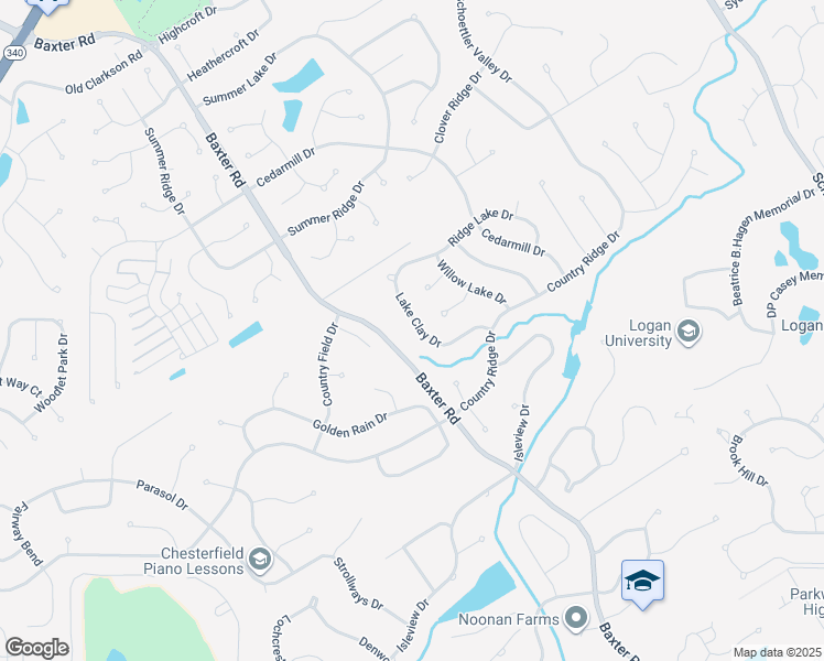map of restaurants, bars, coffee shops, grocery stores, and more near 2005 Lake Clay Drive in Chesterfield