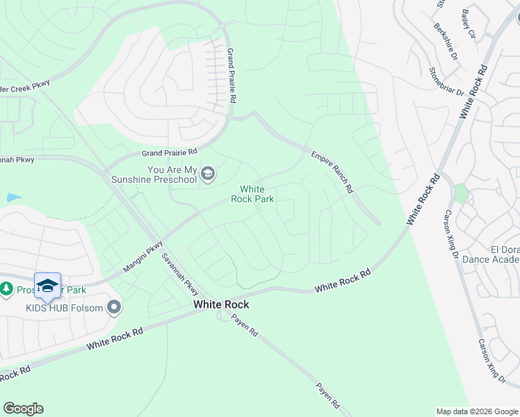 map of restaurants, bars, coffee shops, grocery stores, and more near Rock Springs Ranch Drive in Folsom