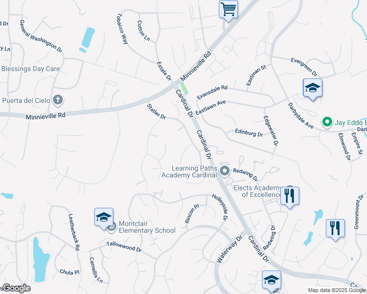 map of restaurants, bars, coffee shops, grocery stores, and more near 4684 Abbott Court in Woodbridge