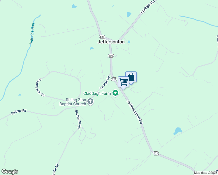 map of restaurants, bars, coffee shops, grocery stores, and more near 18278 Springs Road in Jeffersonton
