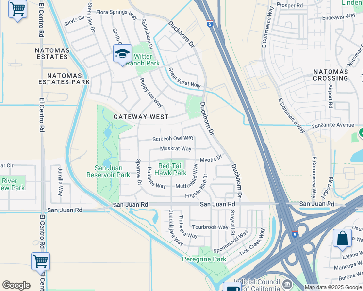 map of restaurants, bars, coffee shops, grocery stores, and more near 2798 Screech Owl Way in Sacramento