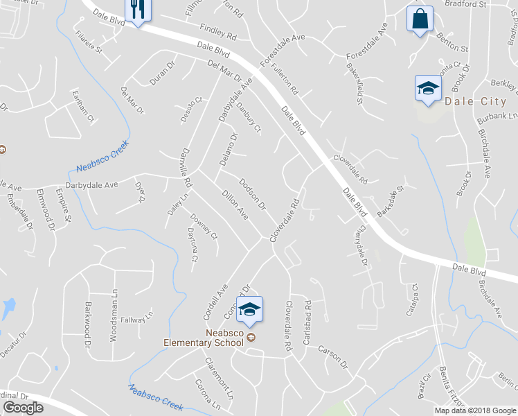 map of restaurants, bars, coffee shops, grocery stores, and more near 14800 Dodson Drive in Woodbridge
