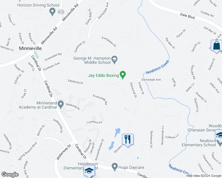 map of restaurants, bars, coffee shops, grocery stores, and more near 14808 Ensor Court in Woodbridge