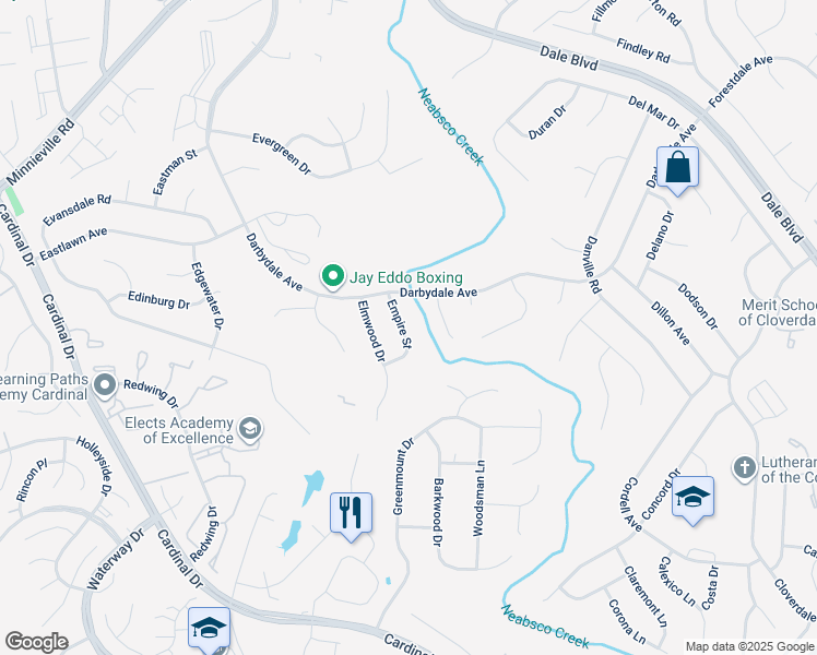 map of restaurants, bars, coffee shops, grocery stores, and more near 14808 Empire Street in Woodbridge