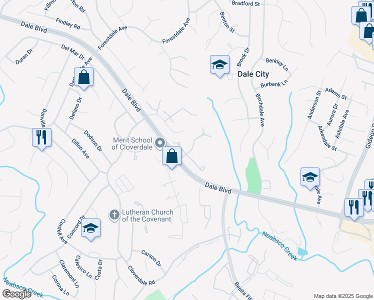 map of restaurants, bars, coffee shops, grocery stores, and more near 14798 Barksdale Street in Woodbridge