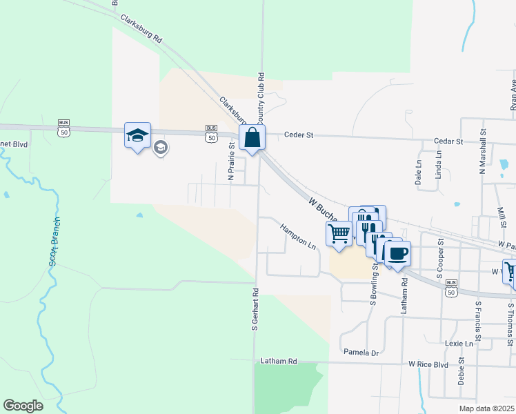 map of restaurants, bars, coffee shops, grocery stores, and more near 198 South Gerhart Road in California