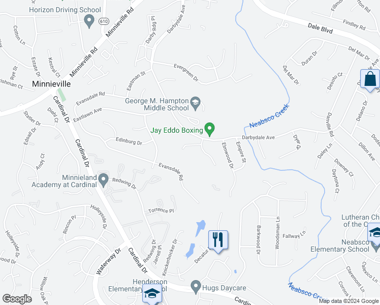 map of restaurants, bars, coffee shops, grocery stores, and more near 14806 Ensor Court in Woodbridge