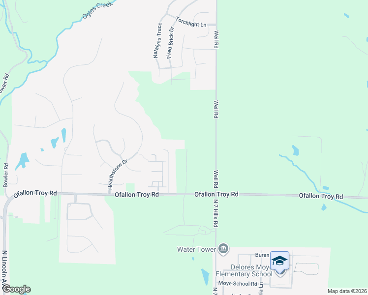 map of restaurants, bars, coffee shops, grocery stores, and more near 1050 Reno Lane in O'Fallon