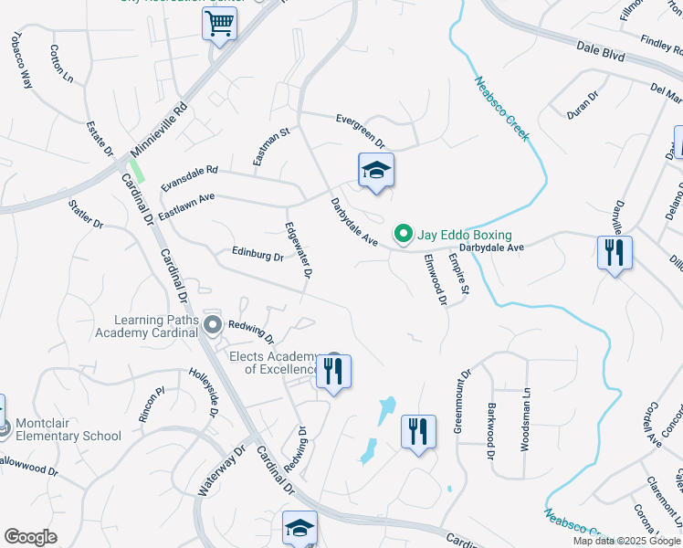 map of restaurants, bars, coffee shops, grocery stores, and more near 4388 Ensbrook Lane in Woodbridge