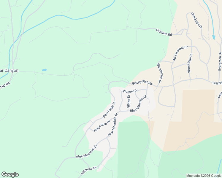 map of restaurants, bars, coffee shops, grocery stores, and more near 5264 Pine Ridge Drive in Grizzly Flats