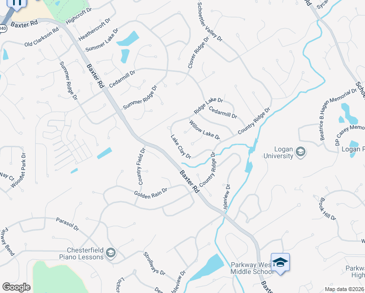 map of restaurants, bars, coffee shops, grocery stores, and more near 1970 Lake Clay Drive in Chesterfield