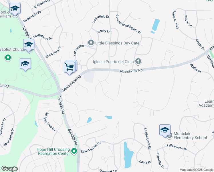 map of restaurants, bars, coffee shops, grocery stores, and more near 5305 Macomb Court in Woodbridge