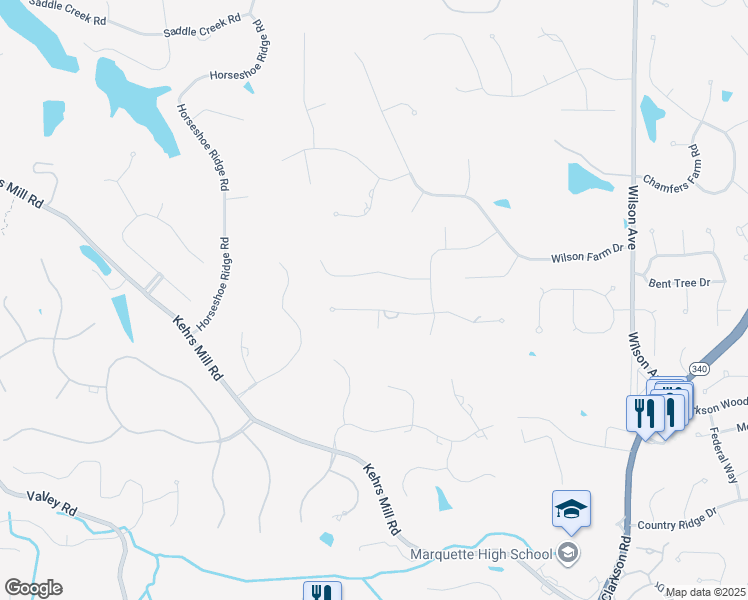 map of restaurants, bars, coffee shops, grocery stores, and more near 16414 Farmers Mill Lane in Chesterfield