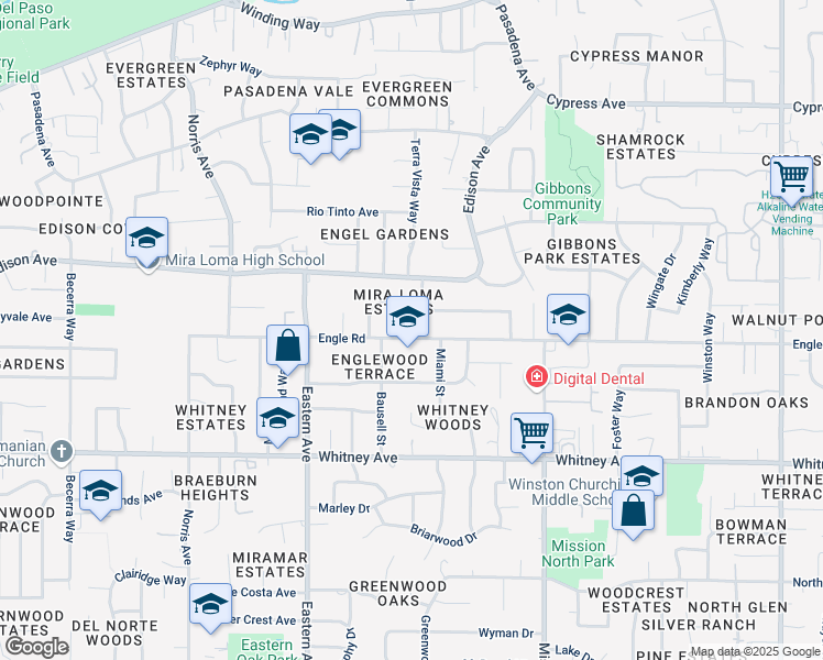 map of restaurants, bars, coffee shops, grocery stores, and more near 4413 Engle Road in Sacramento