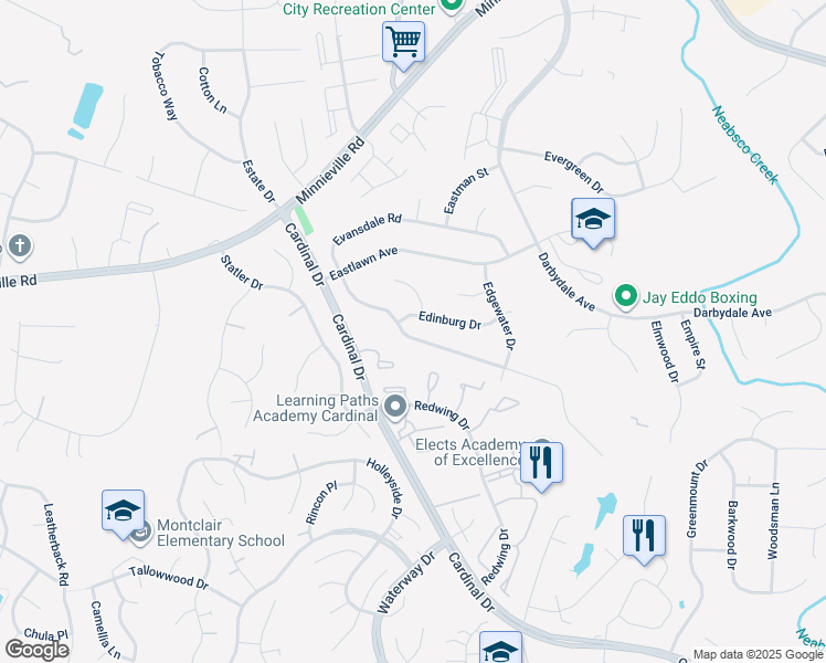 map of restaurants, bars, coffee shops, grocery stores, and more near 4526 Evansdale Road in Woodbridge