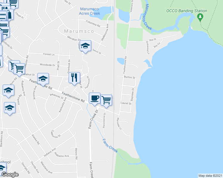 map of restaurants, bars, coffee shops, grocery stores, and more near 14711 Industry Court in Woodbridge
