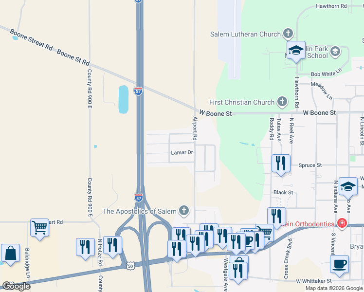 map of restaurants, bars, coffee shops, grocery stores, and more near 101-199 Chatham Drive in Salem