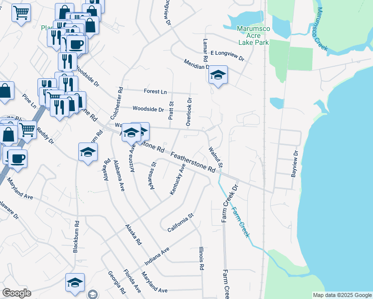 map of restaurants, bars, coffee shops, grocery stores, and more near 14741 Candlewood Court in Woodbridge