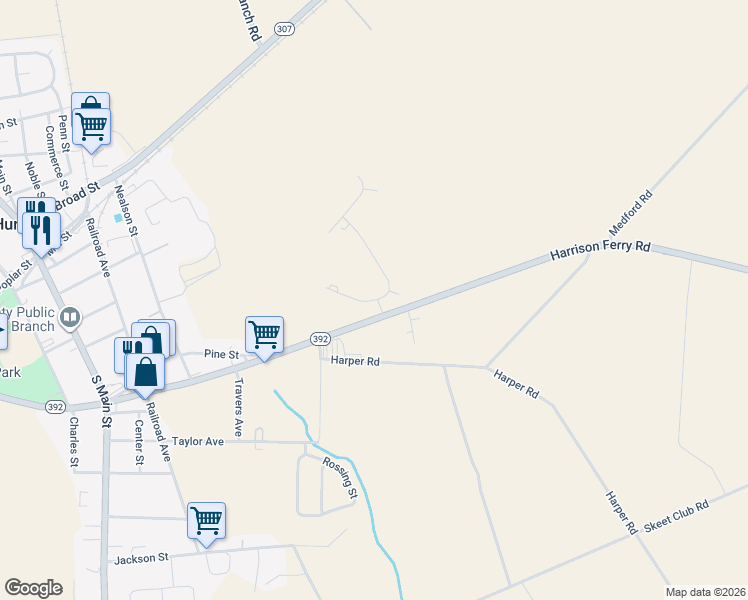 map of restaurants, bars, coffee shops, grocery stores, and more near 126 Gold Rush Lane in Hurlock