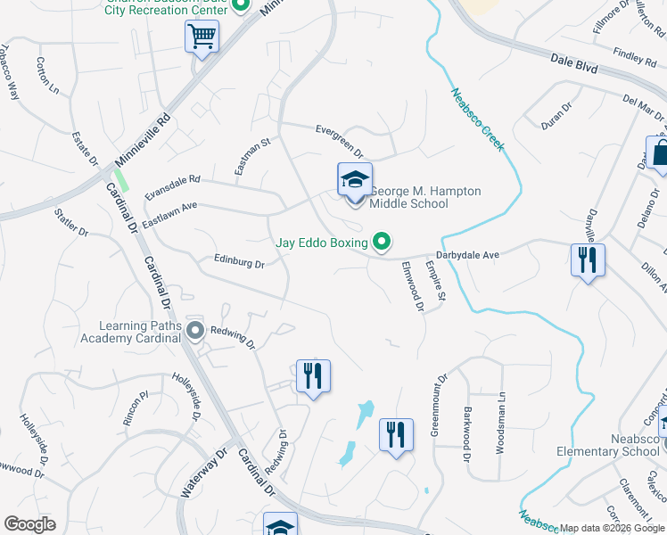 map of restaurants, bars, coffee shops, grocery stores, and more near 4402 Eames Lane in Woodbridge